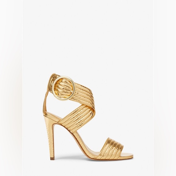 Michael Kors Remi Metallic Snake Embossed Leather Sandal Size 6 EUC - Picture 3 of 7